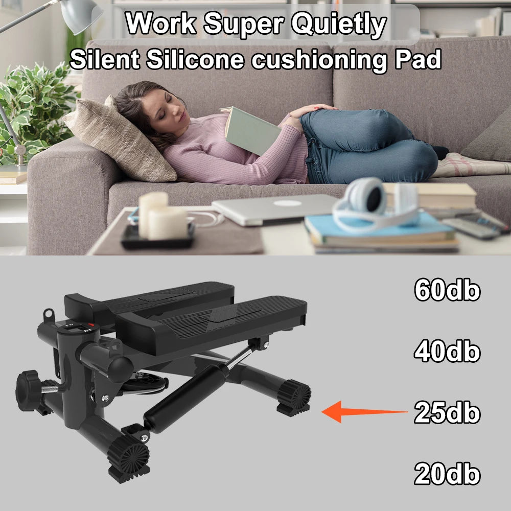 Mini Steppers for Exercise Stair with Resistance Bands Stepper 300LBS Loading Capacity Hydraulic Fitness Stepper LCD Monitor
