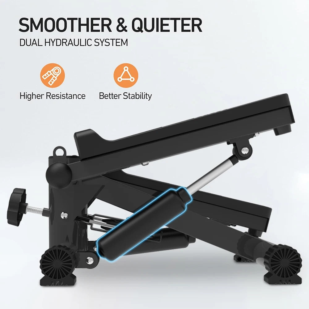 Mini Steppers for Exercise Stair with Resistance Bands Stepper 300LBS Loading Capacity Hydraulic Fitness Stepper LCD Monitor